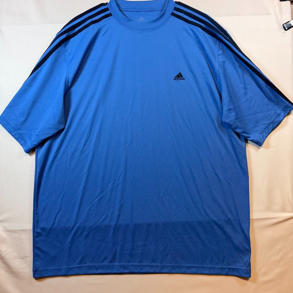 Adidas Blue 3 Stripes Athletic T Shirt Mens Size 2XL XXL